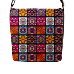 Mandala Pattern Flap Closure Messenger Bag (l) by Vaneshart