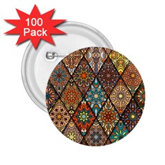 Colorful Vintage Seamless Pattern With Floral Mandala Elements Hand Drawn Background 2 25  Buttons (100 Pack) 