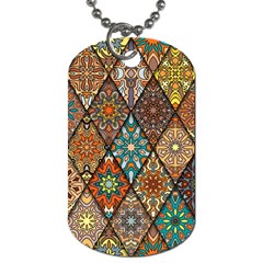 Colorful Vintage Seamless Pattern With Floral Mandala Elements Hand Drawn Background Dog Tag (two Sides) by Vaneshart