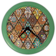 Colorful Vintage Seamless Pattern With Floral Mandala Elements Hand Drawn Background Color Wall Clock