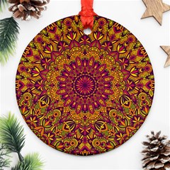 Mandala Vector Tribal Vintage Ethnic Seamless Pattern Print Round Ornament (two Sides) by Vaneshart