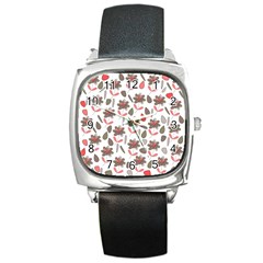 Zappwaits Flowers Square Metal Watch by zappwaits