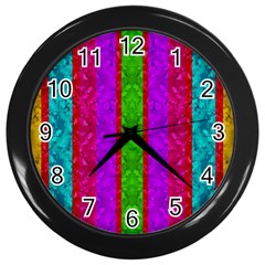 Rose Petals As A Rainbow Of Decorative Colors Wall Clock (black) by pepitasart