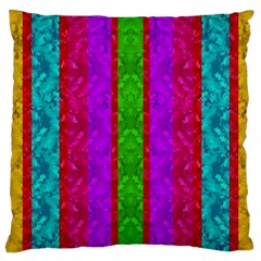 Rose Petals As A Rainbow Of Decorative Colors Large Cushion Case (one Side) by pepitasart