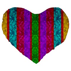 Rose Petals As A Rainbow Of Decorative Colors Large 19  Premium Heart Shape Cushions by pepitasart