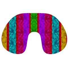 Rose Petals As A Rainbow Of Decorative Colors Travel Neck Pillow by pepitasart