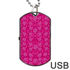 Roses And Roses A Soft Flower Bed Ornate Dog Tag Usb Flash (one Side) by pepitasart