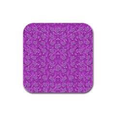 Roses And Roses A Soft  Purple Flower Bed Ornate Rubber Square Coaster (4 Pack)  by pepitasart