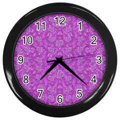 Roses And Roses A Soft  Purple Flower Bed Ornate Wall Clock (black) by pepitasart