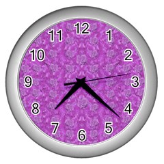 Roses And Roses A Soft  Purple Flower Bed Ornate Wall Clock (silver) by pepitasart