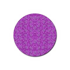 Roses And Roses A Soft  Purple Flower Bed Ornate Rubber Coaster (round)  by pepitasart