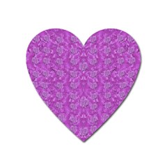 Roses And Roses A Soft  Purple Flower Bed Ornate Heart Magnet by pepitasart