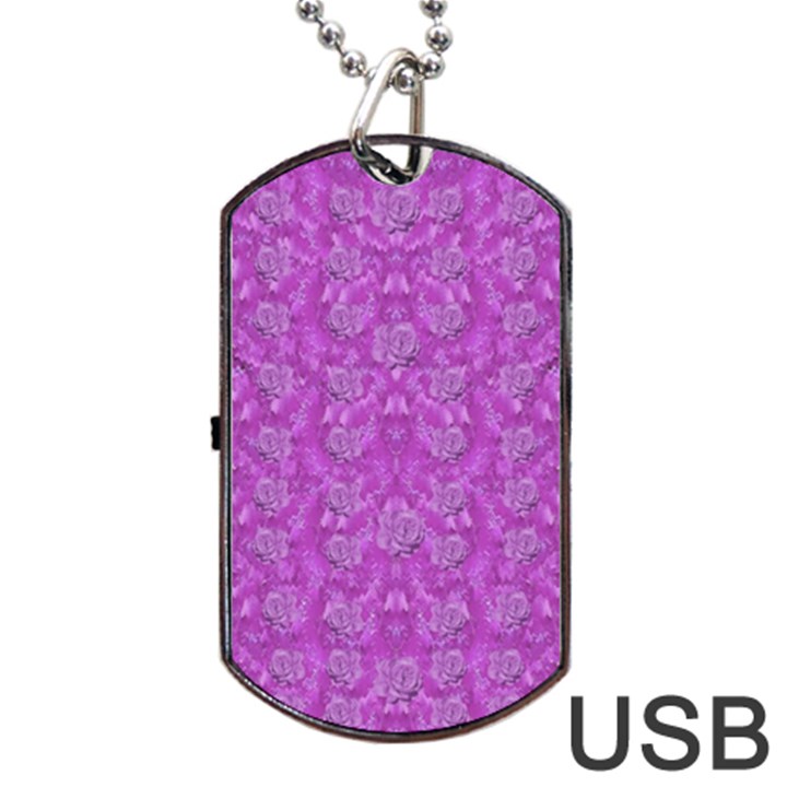 Roses And Roses A Soft  Purple Flower Bed Ornate Dog Tag USB Flash (One Side)