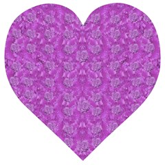 Roses And Roses A Soft  Purple Flower Bed Ornate Wooden Puzzle Heart by pepitasart