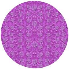 Roses And Roses A Soft  Purple Flower Bed Ornate Wooden Puzzle Round by pepitasart