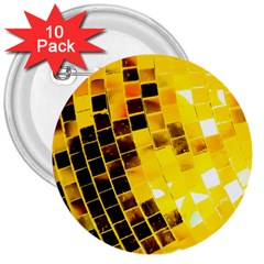 Golden Disco Ball 3  Buttons (10 Pack)  by essentialimage