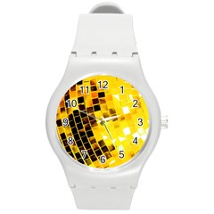 Golden Disco Ball Round Plastic Sport Watch (m) by essentialimage