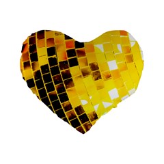 Golden Disco Ball Standard 16  Premium Heart Shape Cushions by essentialimage