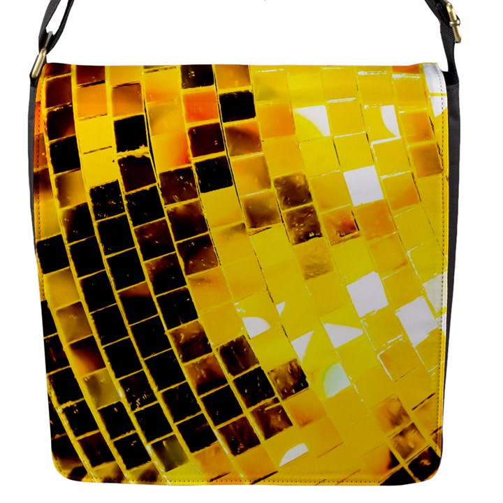 Golden Disco Ball Flap Closure Messenger Bag (S)