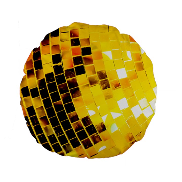 Golden Disco Ball Standard 15  Premium Flano Round Cushions