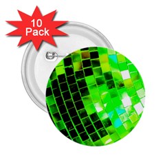 Green Disco Ball 2 25  Buttons (10 Pack)  by essentialimage