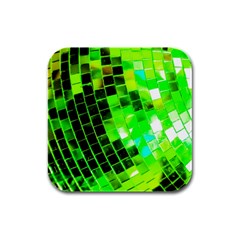 Green Disco Ball Rubber Square Coaster (4 Pack)  by essentialimage