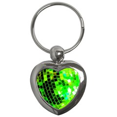 Green Disco Ball Key Chain (heart) by essentialimage