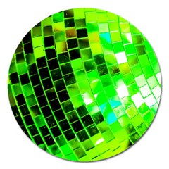 Green Disco Ball Magnet 5  (round) by essentialimage