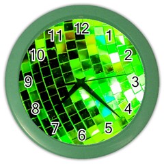 Green Disco Ball Color Wall Clock by essentialimage