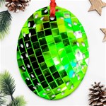 Green Disco Ball Ornament (Oval Filigree) Front