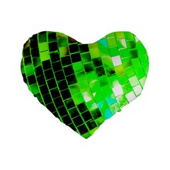 Green Disco Ball Standard 16  Premium Heart Shape Cushions by essentialimage