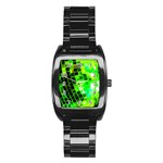 Green Disco Ball Stainless Steel Barrel Watch Front