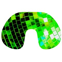 Green Disco Ball Travel Neck Pillow by essentialimage