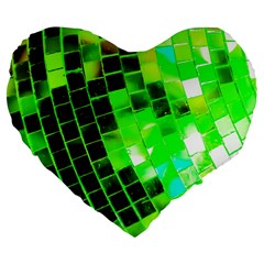 Green Disco Ball Large 19  Premium Flano Heart Shape Cushions by essentialimage