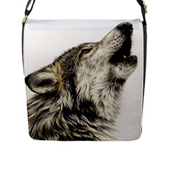 Howling Wolf Flap Closure Messenger Bag (l)