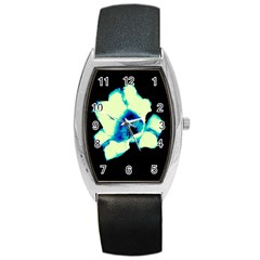 Blue And Yellow Tulip Barrel Style Metal Watch by okhismakingart