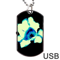 Blue And Yellow Tulip Dog Tag Usb Flash (one Side) by okhismakingart