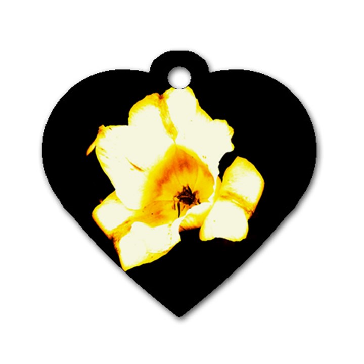 Yellow and Orange Tulip Dog Tag Heart (One Side)