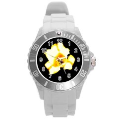 Yellow And Orange Tulip Round Plastic Sport Watch (l) by okhismakingart