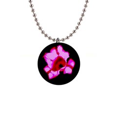 Pink And Red Tulip 1  Button Necklace by okhismakingart