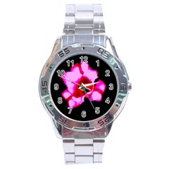 Pink And Red Tulip Stainless Steel Analogue Watch by okhismakingart