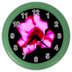 Pink And Red Tulip Color Wall Clock by okhismakingart