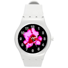 Pink And Red Tulip Round Plastic Sport Watch (m) by okhismakingart