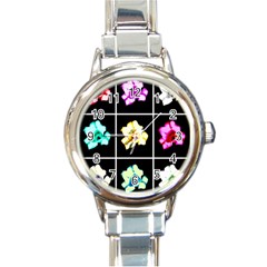 Tulip Collage Round Italian Charm Watch by okhismakingart