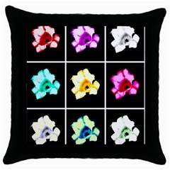 Tulip Collage Throw Pillow Case (black) by okhismakingart