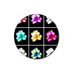 Tulip Collage Rubber Round Coaster (4 Pack)  by okhismakingart