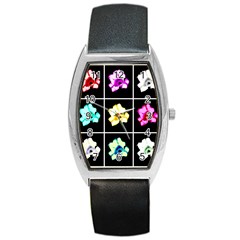 Tulip Collage Barrel Style Metal Watch by okhismakingart