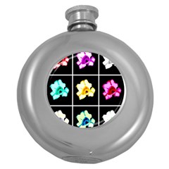 Tulip Collage Round Hip Flask (5 Oz) by okhismakingart