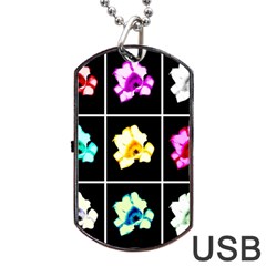 Tulip Collage Dog Tag Usb Flash (one Side) by okhismakingart