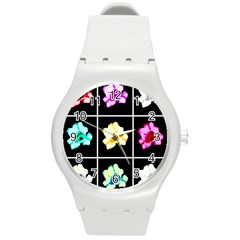 Tulip Collage Round Plastic Sport Watch (m) by okhismakingart